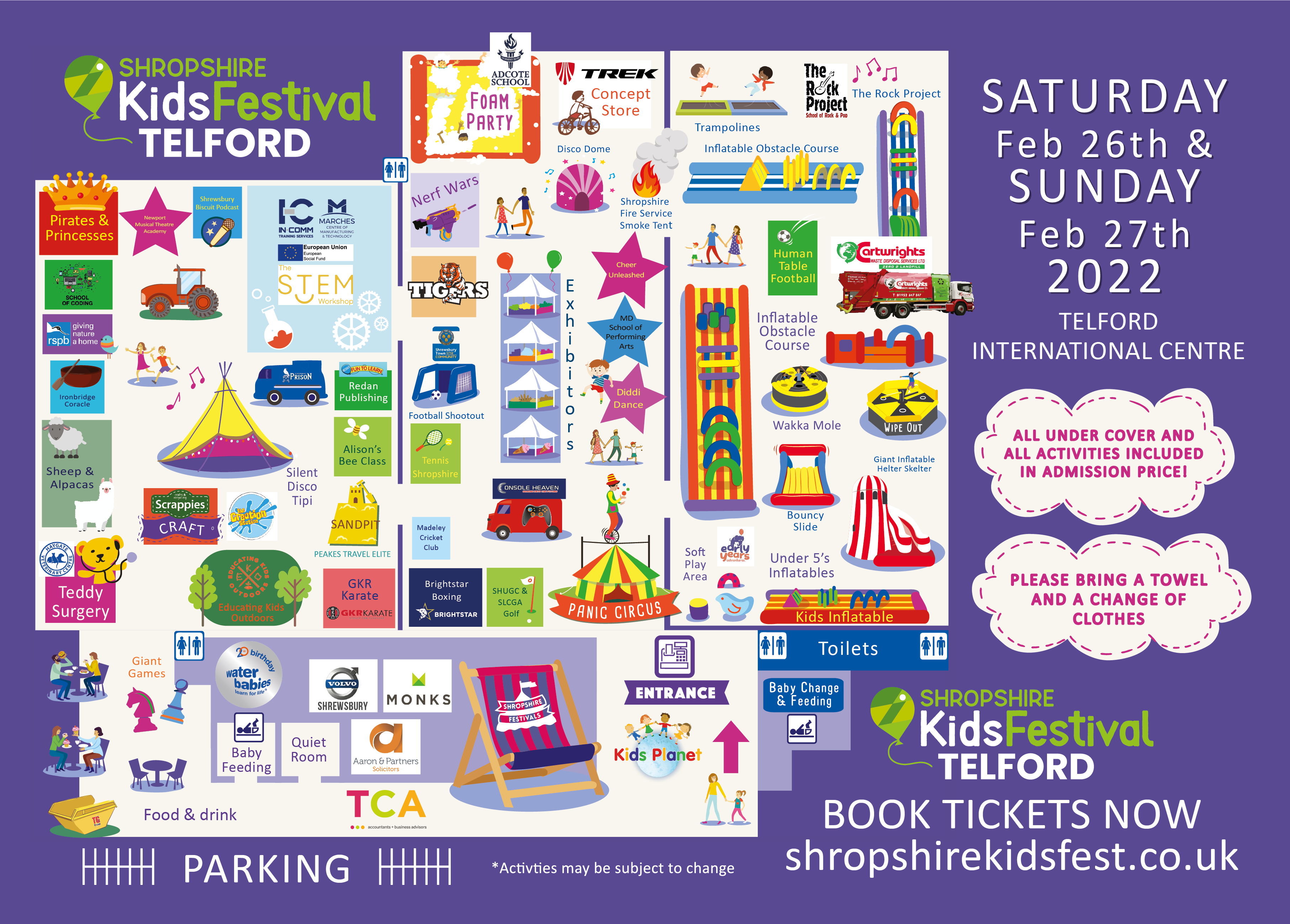 The Kids Fest Telford 2022 map of activities